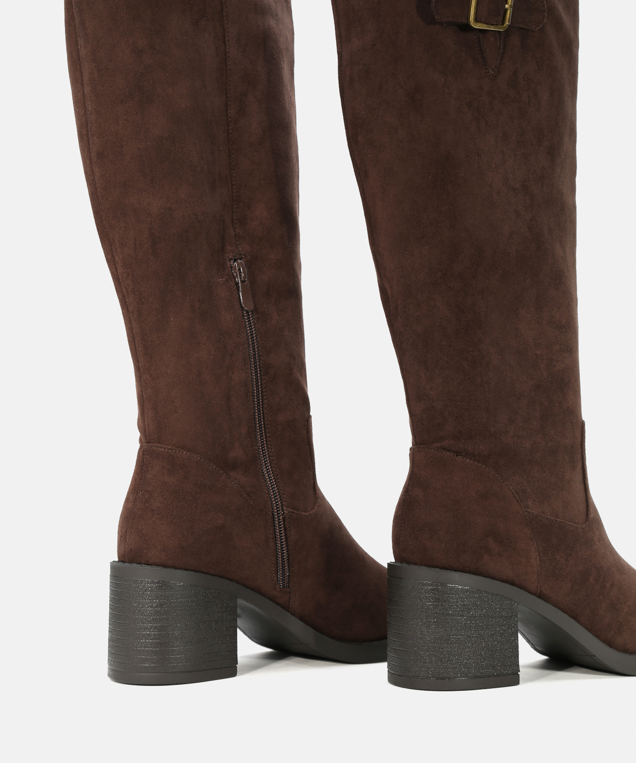 Botas altas marrones tac&oacute;n hebilla image number null